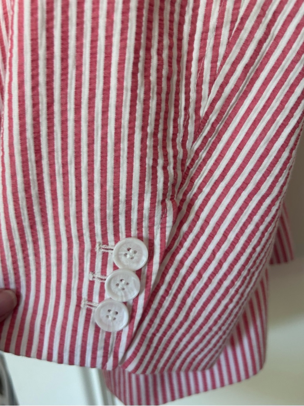 Talbots Pink and White Striped Cotton Blazer - Picture 5 of 10